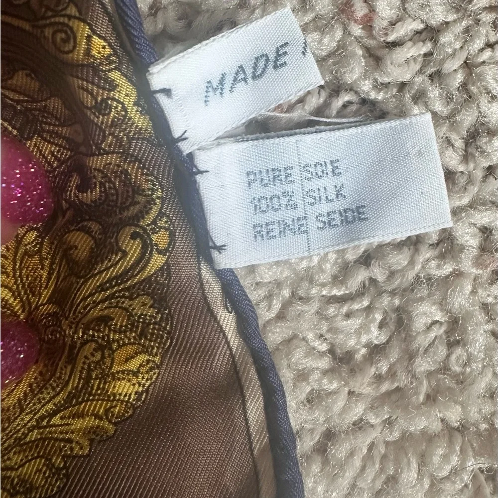 Christian Dior Gold and Brown Silk Scarf